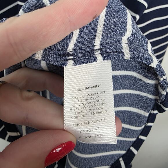 Talbots Blue White Striped 3/4 Sleeve Nautical Sailor V-Neck Blouse Size Small P - Picture 5 of 7